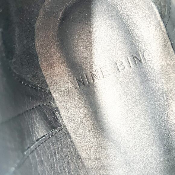 Anine Bing Low Charlie Boots Black Suede Gold Studded Ankle Flat Sz 36 / 6 US - Picture 14 of 15